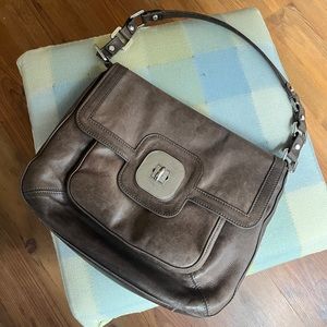 Longchamp Pebbled Leather Brown Grey Gatsby Purse